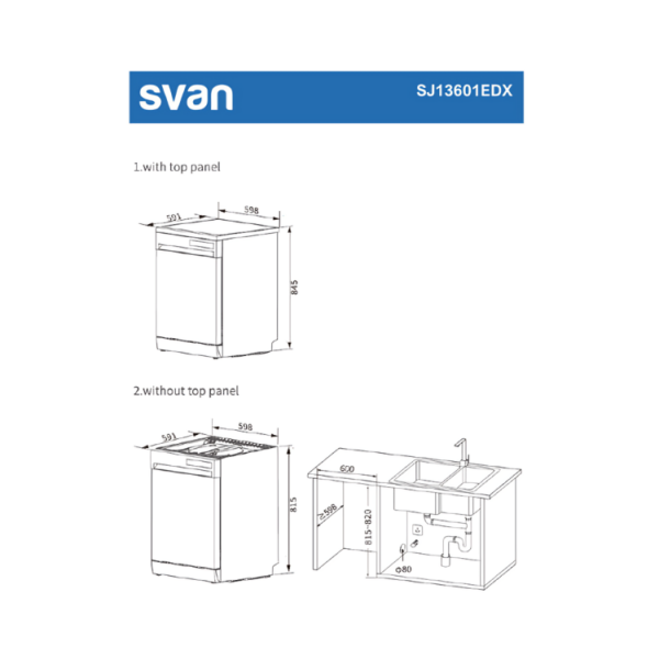 SJ13601EDX - Free Standing Dishwasher Stainless Steel 60 cm Svan BLUEPRINT