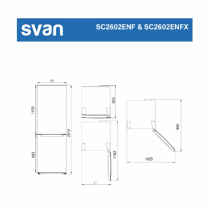 SC2602ENFX - Combi Fridge Freezer No Frost Stainless Steel 201*60 cms Svan - Image 6