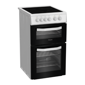 HTE5VCW - Free standing Cooker White 50 cm Hotpoint CORNER