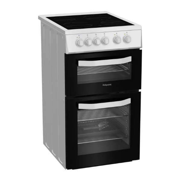 HTE5VCW - Free standing Cooker White 50 cm Hotpoint CORNER
