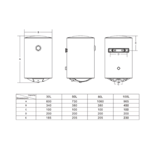 ST1001 - Wall Mounted Water Heater 100 Litres Svan BLUEPRINT