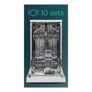 SJ104501EDX- Free Standing Dishwasher Stainless Steel 45 cm Svan OPEN