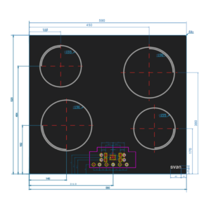 SV4602 - Ceramic Hob 4 Heating Zones Touch Control Black 60 cm Svan BLUEPRINT