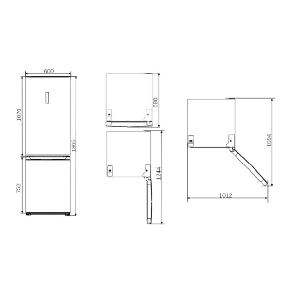 SC185604ENFD - Combi Fridge Freezer White with Display 186.5*60 cm Svan FRONT BLUEPRINT