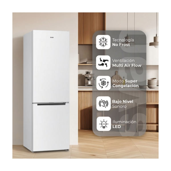SC2602ENF - Free Standing Combi Fridge Freezer White 201*60 cm Svan STATS