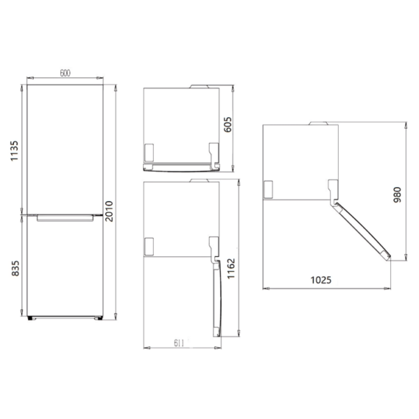 SC2602ENF - Free Standing Combi Fridge Freezer White 201*60 cm Svan BLUEPRINT