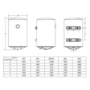 ST8002 - Wall Mounted Water Heater 80 Litres Vertical Svan BLUEPRINT